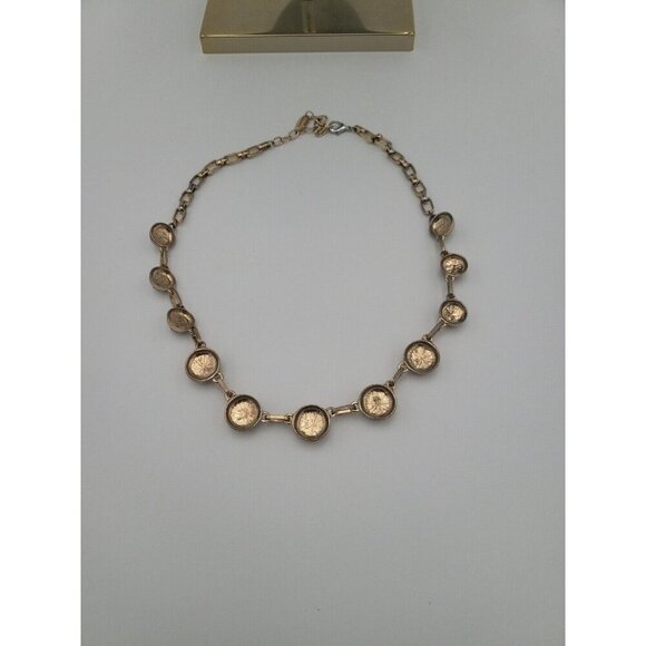 Coldwater Creek Necklace Smokey Round Crystal Links Gold Tone Long Chain 22" VTG - Picture 6 of 6